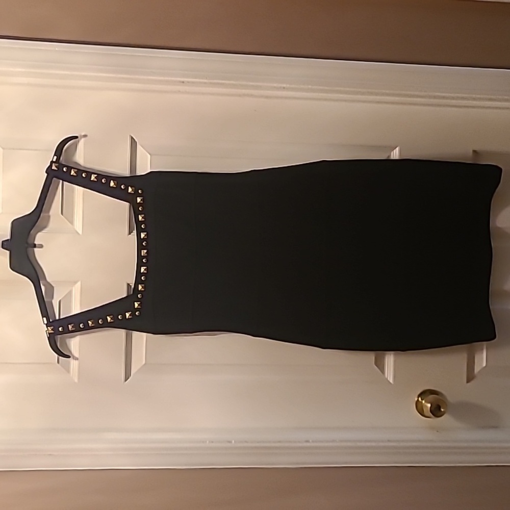 Cache black tank dress with embellishments, size 10